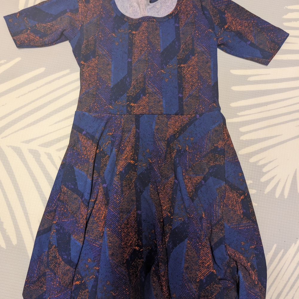 LuLaRoe Vibrant Blue and Orange Dress